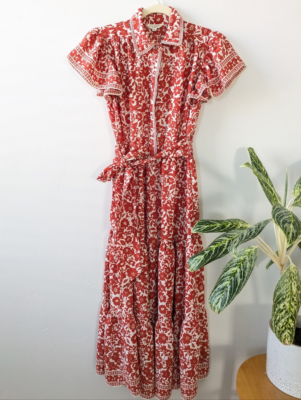 Max Studio Floral Tie-Waist Maxi Dress